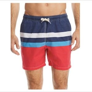 Barbour Men Swim Trunks Short Basic Small Red Beach Colorblocked